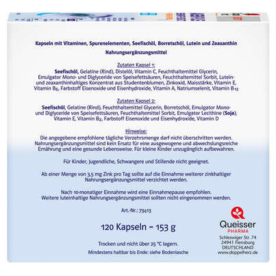 Sie sehen eine Packung Doppelherz system AUGEN PLUS SEHKRAFT + SCHUTZ + Tränenfilm-Formel, Produktbild: 04 Doppelherz system AUGEN PLUS SEHKRAFT + SCHUTZ + Tränenfilm-Formel, A-Nr.: 3470953 - 04