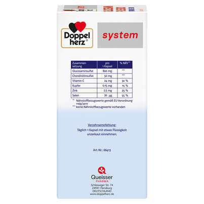Sie sehen eine Packung Doppelherz system GLUCOSAMIN PLUS 800 VITAMIN C + ZINK, Produktbild: 03 Doppelherz system GLUCOSAMIN PLUS 800 VITAMIN C + ZINK, A-Nr.: 5678853 - 03