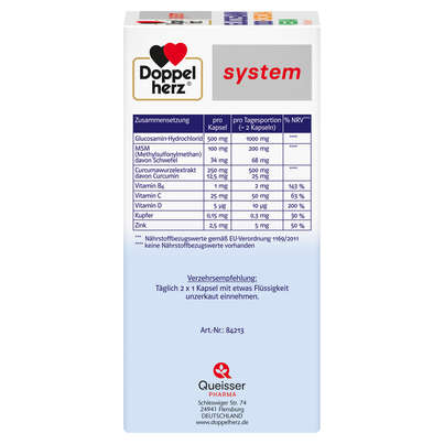 Doppelherz system Glucosamin 1000 + Curcuma Vegan, A-Nr.: 5689006 - 02