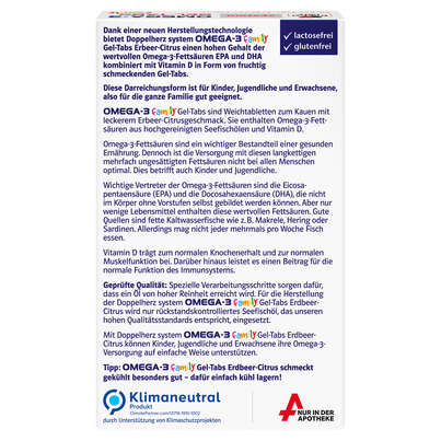 Sie sehen eine Packung Doppelherz system OMEGA-3 family Gel-Tabs zum Kauen, Produktbild: 04 Doppelherz system OMEGA-3 family Gel-Tabs zum Kauen, A-Nr.: 5679373 - 04