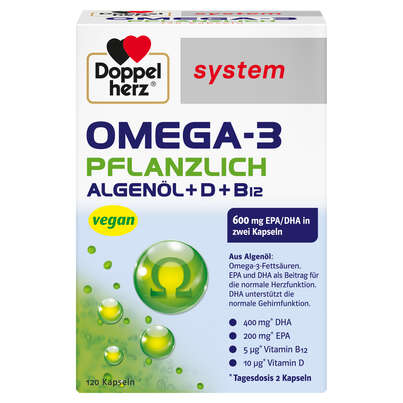 Doppelherz system OMEGA-3 PFLANZLICH Herzfunktion + Immunsystem, A-Nr.: 5677061 - 01