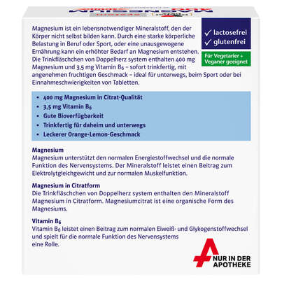 Sie sehen eine Packung Doppelherz system MAGNESIUM 400 LIQUID Trinkfertig für daheim und unterwegs, Produktbild: 02 Doppelherz system MAGNESIUM 400 LIQUID Trinkfertig für daheim und unterwegs, A-Nr.: 5698353 - 02