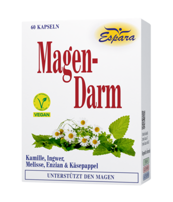 Sie sehen eine Packung Espara Magen-Darm Kapseln, Produktbild: 01 Espara Magen-Darm Kapseln, A-Nr.: 3477837 - 01