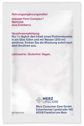 Sie sehen eine Packung Tetesept Femi Mannose + Cranberry 8 Btl, Produktbild: 03 Tetesept Femi Mannose + Cranberry 8 Btl, A-Nr.: 5830597 - 03