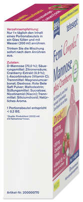 Sie sehen eine Packung Tetesept Femi Mannose + Cranberry 8 Btl, Produktbild: 05 Tetesept Femi Mannose + Cranberry 8 Btl, A-Nr.: 5830597 - 05