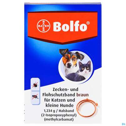 Sie sehen eine Packung Bolfo Wirkstoffhaltiges Halsband F Katzen U.kl.hunde 1,234g 38cm 1st, Produktbild: 01 Bolfo Wirkstoffhaltiges Halsband F Katzen U.kl.hunde 1,234g 38cm 1st, A-Nr.: 1131017 - 01