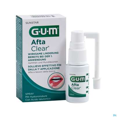 Sie sehen eine Packung Gum Aftaclear Gegen Aphten Spray 2420 15ml, Produktbild: 01 Gum Aftaclear Gegen Aphten Spray 2420 15ml, A-Nr.: 4392913 - 01