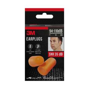 3M™ Gehörschutzstöpsel 1100, Weichschaum, SNR-Wert 35 dB, Orange, 4 Paar, A-Nr.: 5920194 - 01