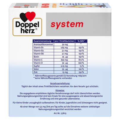 Sie sehen eine Packung Doppelherz system IMMUN + ARONIA - UNTERSTÜTZUNG DER ABWEHR, Produktbild: 02 Doppelherz system IMMUN + ARONIA - UNTERSTÜTZUNG DER ABWEHR, A-Nr.: 5678014 - 02