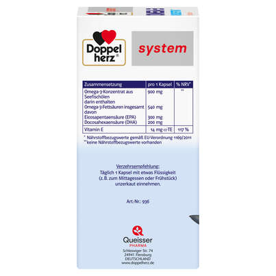 Sie sehen eine Packung Doppelherz system OMEGA-3 KONZENTRAT, Produktbild: 02 Doppelherz system OMEGA-3 KONZENTRAT, A-Nr.: 3821186 - 02