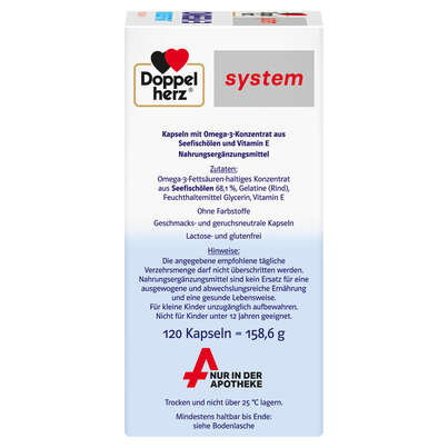 Sie sehen eine Packung Doppelherz system OMEGA-3 KONZENTRAT, Produktbild: 03 Doppelherz system OMEGA-3 KONZENTRAT, A-Nr.: 3821186 - 03