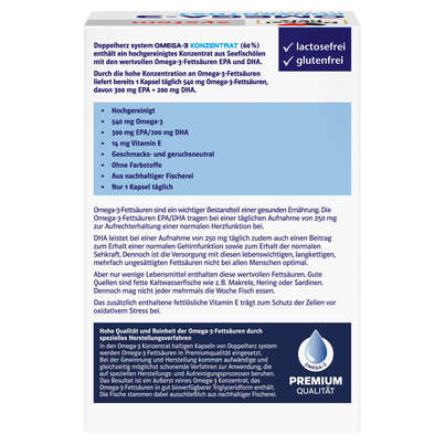 Sie sehen eine Packung Doppelherz system OMEGA-3 KONZENTRAT, Produktbild: 04 Doppelherz system OMEGA-3 KONZENTRAT, A-Nr.: 3821186 - 04