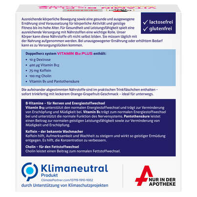 Sie sehen eine Packung Doppelherz system VITAMIN B12 PLUS - LEISTUNG + ENERGIE + KONZENTRATION, Produktbild: 04 Doppelherz system VITAMIN B12 PLUS - LEISTUNG + ENERGIE + KONZENTRATION, A-Nr.: 3998890 - 04