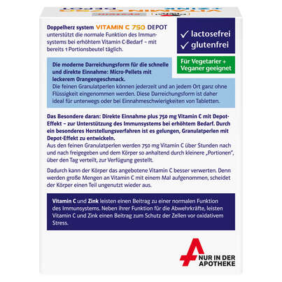 Sie sehen eine Packung Doppelherz system VITAMIN C 750 DEPOT MICRO-PELLETS DIRECT, Produktbild: 04 Doppelherz system VITAMIN C 750 DEPOT MICRO-PELLETS DIRECT, A-Nr.: 5214303 - 04