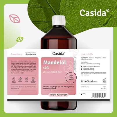 Sie sehen eine Packung Mandelöl süß Naturrein, Produktbild: 08 Mandelöl süß Naturrein, A-Nr.: 5752437 - 08