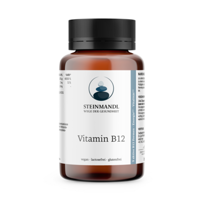 Sie sehen eine Packung STEINMANDL VITAMIN B12 KPS 60ST, Produktbild: 01 STEINMANDL VITAMIN B12 KPS 60ST, A-Nr.: 5962531 - 01