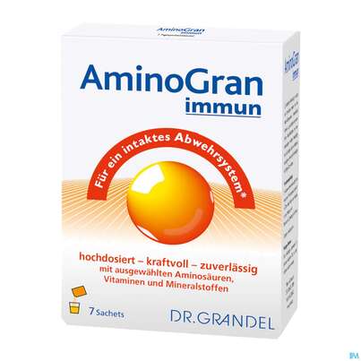 Sie sehen eine Packung Amino Granulat Immun Briefchen Dr.grandel Nr 2198 7st, Produktbild: 01 Amino Granulat Immun Briefchen Dr.grandel Nr 2198 7st, A-Nr.: 3403916 - 01