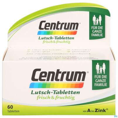 Sie sehen eine Packung Centrum Lutschtabl Frisch +fruchtig 60st, Produktbild: 01 Centrum Lutschtabl Frisch +fruchtig 60st, A-Nr.: 4084198 - 01