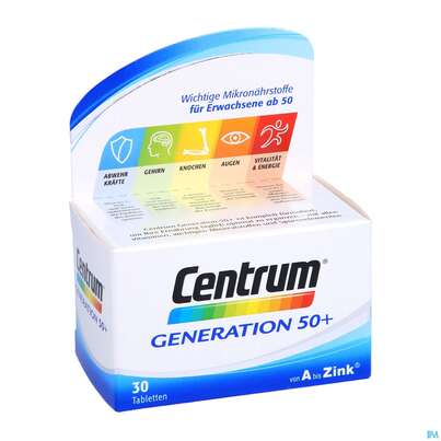 Sie sehen eine Packung Centrum Tabl Generation 50+ 30st, Produktbild: 03 Centrum Tabl Generation 50+ 30st, A-Nr.: 4555462 - 03