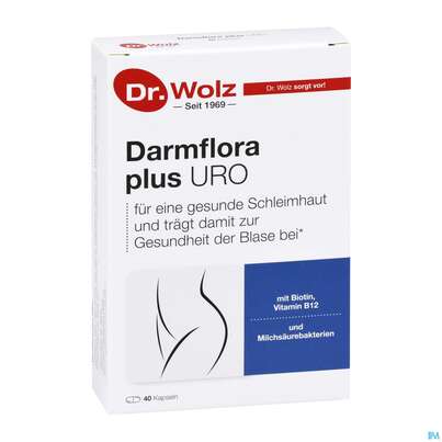 Sie sehen eine Packung Darmflora Plus Dr.wolz Uro Kapseln Nr 60520 40st, Produktbild: 05 Darmflora Plus Dr.wolz Uro Kapseln Nr 60520 40st, A-Nr.: 5186707 - 05