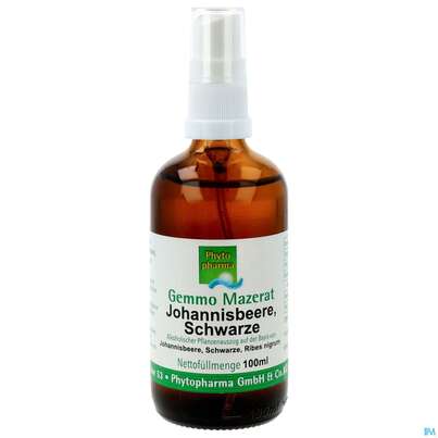 Sie sehen eine Packung Gemmo Mazerat Johannisbeere/schwarz Ribes Nigrum/+spruehkopf Phytopharma 100ml, Produktbild: 01 Gemmo Mazerat Johannisbeere/schwarz Ribes Nigrum/+spruehkopf Phytopharma 100ml, A-Nr.: 5394110 - 01