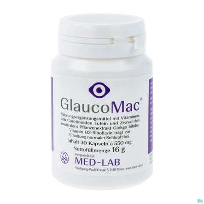 Sie sehen eine Packung Glaucomac Kapseln 30st, Produktbild: 02 Glaucomac Kapseln 30st, A-Nr.: 3387086 - 02