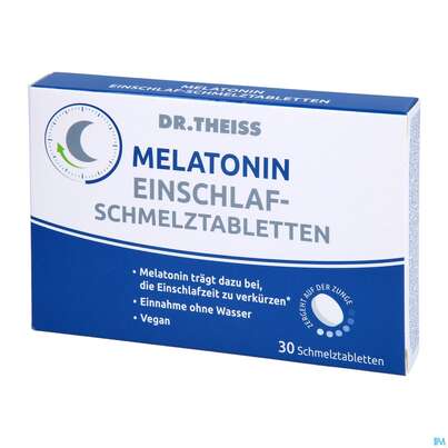 Sie sehen eine Packung Melatonin Einschlaf-schmelztabl Dr.theiss 30st, Produktbild: 02 Melatonin Einschlaf-schmelztabl Dr.theiss 30st, A-Nr.: 5451173 - 02