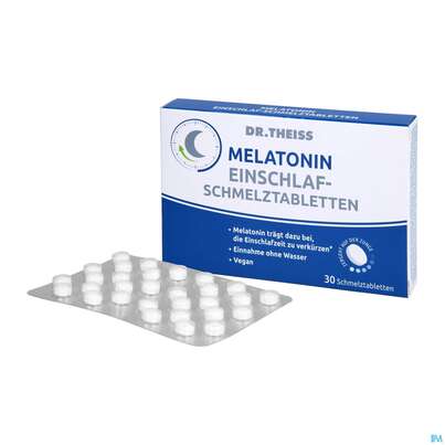 Sie sehen eine Packung Melatonin Einschlaf-schmelztabl Dr.theiss 30st, Produktbild: 04 Melatonin Einschlaf-schmelztabl Dr.theiss 30st, A-Nr.: 5451173 - 04