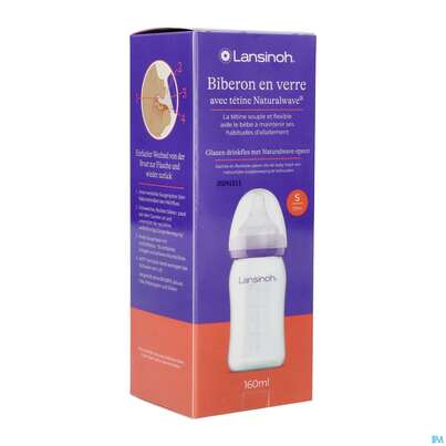 Saugflaschen -lansinoh Weithals Natural Wave 160ml Glas Slow Flow Sauge 1st, A-Nr.: 4737855 - 07