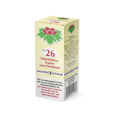 Sie sehen eine Packung Magister Doskar Nr. 26 Nebenhöhlen-Tropfen zum Einnehmen, Produktbild: 02 Magister Doskar Nr. 26 Nebenhöhlen-Tropfen zum Einnehmen, A-Nr.: 0721633 - 02