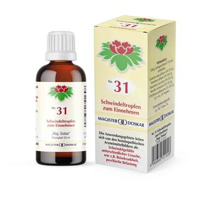 Sie sehen eine Packung Magister Doskar Nr. 31 Schwindeltropfen zum Einnehmen, Produktbild: 01 Magister Doskar Nr. 31 Schwindeltropfen zum Einnehmen, A-Nr.: 0721691 - 01