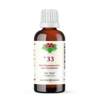 Sie sehen eine Packung Magister Doskar Nr. 33 Entwöhnungstropfen zum Einnehmen, Produktbild: 02 Magister Doskar Nr. 33 Entwöhnungstropfen zum Einnehmen, A-Nr.: 0721722 - 02