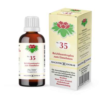 Sie sehen eine Packung Magister Doskar Nr. 35 Reizblasentropfen zum Einnehmen, Produktbild: 01 Magister Doskar Nr. 35 Reizblasentropfen zum Einnehmen, A-Nr.: 0721745 - 01