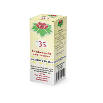 Sie sehen eine Packung Magister Doskar Nr. 35 Reizblasentropfen zum Einnehmen, Produktbild: 03 Magister Doskar Nr. 35 Reizblasentropfen zum Einnehmen, A-Nr.: 0721745 - 03