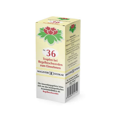 Sie sehen eine Packung Magister Doskar Nr. 36 Tropfen bei Regelbeschwerden zum Einnehmen, Produktbild: 03 Magister Doskar Nr. 36 Tropfen bei Regelbeschwerden zum Einnehmen, A-Nr.: 0721751 - 03