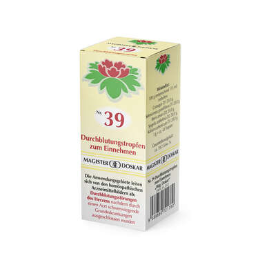 Sie sehen eine Packung Magister Doskar Nr. 39 Durchblutungstropfen zum Einnehmen, Produktbild: 03 Magister Doskar Nr. 39 Durchblutungstropfen zum Einnehmen, A-Nr.: 0721780 - 03