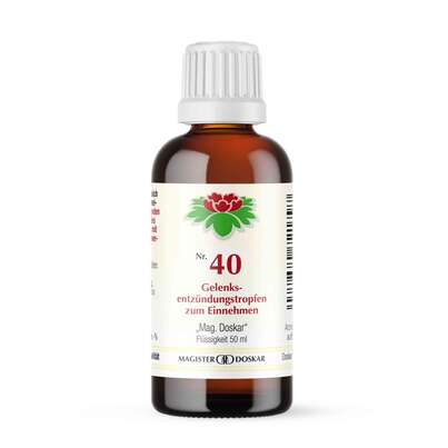 Sie sehen eine Packung Magister Doskar Nr. 40 Gelenksentzündungstropfen zum Einnehmen, Produktbild: 02 Magister Doskar Nr. 40 Gelenksentzündungstropfen zum Einnehmen, A-Nr.: 0721797 - 02