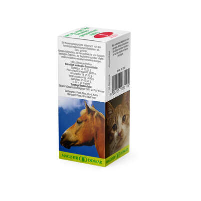 Sie sehen eine Packung Magister Doskar VET Nr. 1 Tropfen zur Abwehrkraftsteigerung für Tiere, Produktbild: 02 Magister Doskar VET Nr. 1 Tropfen zur Abwehrkraftsteigerung für Tiere, A-Nr.: 1299455 - 02