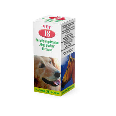 Sie sehen eine Packung Magister Doskar VET Nr. 18 Beruhigungstropfen für Tiere, Produktbild: 04 Magister Doskar VET Nr. 18 Beruhigungstropfen für Tiere, A-Nr.: 1299633 - 04