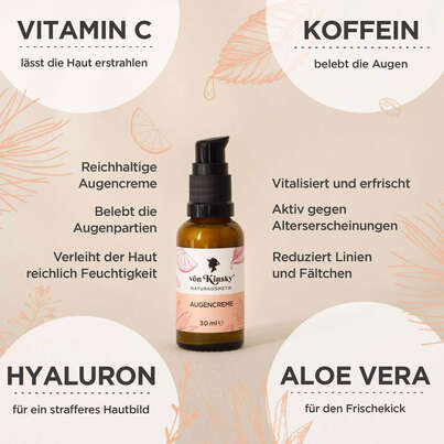 von Kinsky® Bio Augencreme Aloe Vera + Vitamin C + Hyaluron mit Koffein für wache Augen, A-Nr.: 5987376 - 02