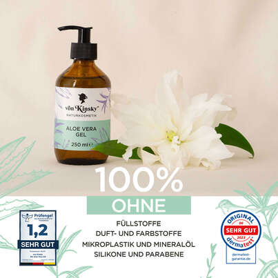 Sie sehen eine Packung von Kinsky® Bio Aloe Vera Gel Feuchtigkeitspflege, Produktbild: 05 von Kinsky® Bio Aloe Vera Gel Feuchtigkeitspflege, A-Nr.: 5987347 - 05