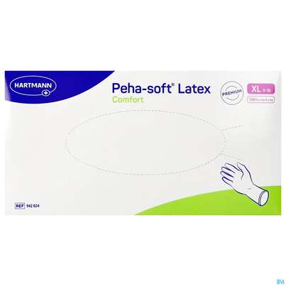 Sie sehen eine Packung Untersuchungshandschuhe Latex Unsteril Peha/soft Comfort Puderfrei Xl 100st, Produktbild: 01 Untersuchungshandschuhe Latex Unsteril Peha/soft Comfort Puderfrei Xl 100st, A-Nr.: 5890688 - 01
