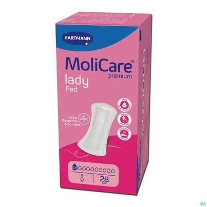 Sie sehen eine Packung Inkontinenz Molicare Premium/lady Pad Tropfen 0,5 28st, Produktbild: 02 Inkontinenz Molicare Premium/lady Pad Tropfen 0,5 28st, A-Nr.: 4918574 - 02