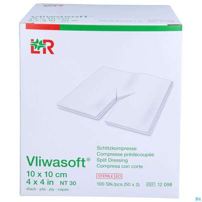 Schlitzkompressen Vliwasoft 4fach Steril 10x 10cm 100st, A-Nr.: 1518791 - 02