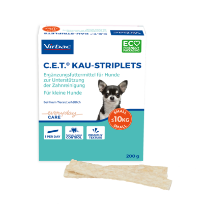 Sie sehen eine Packung C.E.T. Kau-Striplets für kleine Hunde, Produktbild: 01 C.E.T. Kau-Striplets für kleine Hunde, A-Nr.: 3105768 - 01