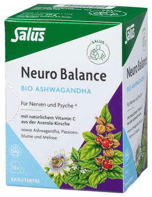 Sie sehen eine Packung Neuro Balance Bio Ashwagandha Tee, Produktbild: 01 Neuro Balance Bio Ashwagandha Tee, A-Nr.: 5063471 - 01