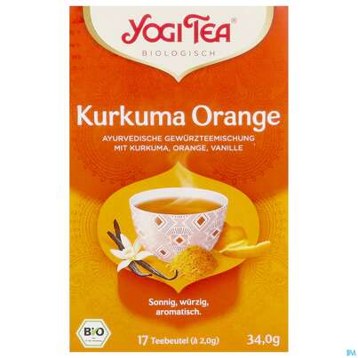 Sie sehen eine Packung Yogi Tea Bio Kurkuma Orange 17st, Produktbild: 01 Yogi Tea Bio Kurkuma Orange 17st, A-Nr.: 5750102 - 01