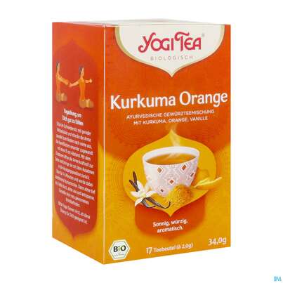 Sie sehen eine Packung Yogi Tea Bio Kurkuma Orange 17st, Produktbild: 02 Yogi Tea Bio Kurkuma Orange 17st, A-Nr.: 5750102 - 02