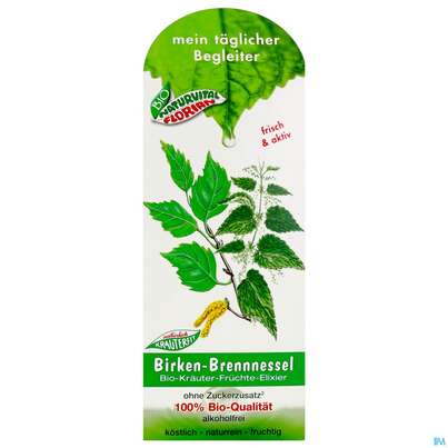 Sie sehen eine Packung Birken Brennessel Elixier Kraeuterfit Alkoholfrei Bio Kraeuter Fruechte 330ml, Produktbild: 02 Birken Brennessel Elixier Kraeuterfit Alkoholfrei Bio Kraeuter Fruechte 330ml, A-Nr.: 3961728 - 02