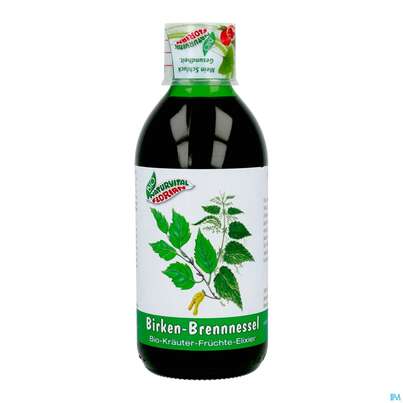 Sie sehen eine Packung Birken Brennessel Elixier Kraeuterfit Alkoholfrei Bio Kraeuter Fruechte 330ml, Produktbild: 11 Birken Brennessel Elixier Kraeuterfit Alkoholfrei Bio Kraeuter Fruechte 330ml, A-Nr.: 3961728 - 11